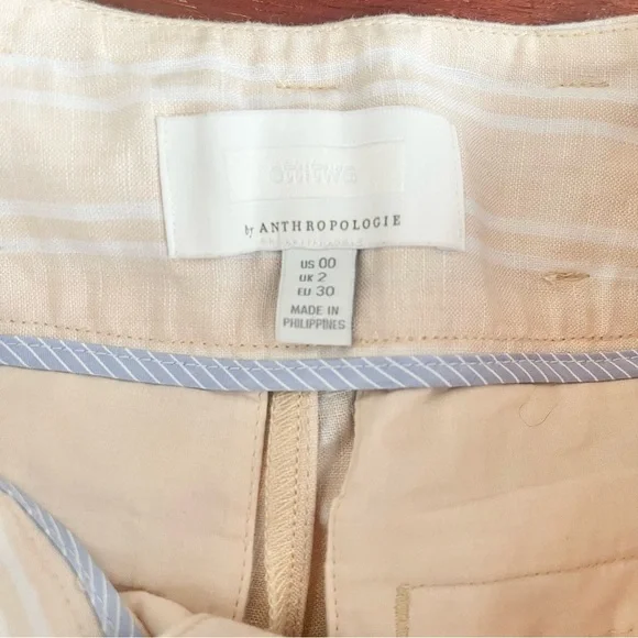 NWOT Anthropologie Ett:Twa 100% Linen Wide Leg Pants 00 Striped Office - Picture 11 of 12